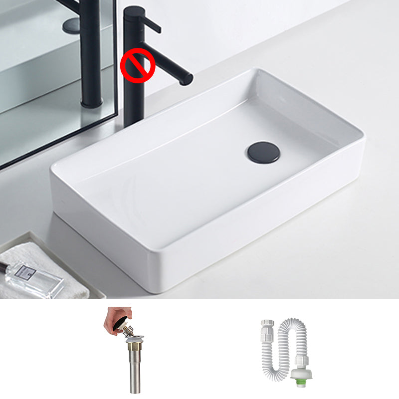 Modern Porcelain Trough Sink White Trough Sink With Basin, and Faucet