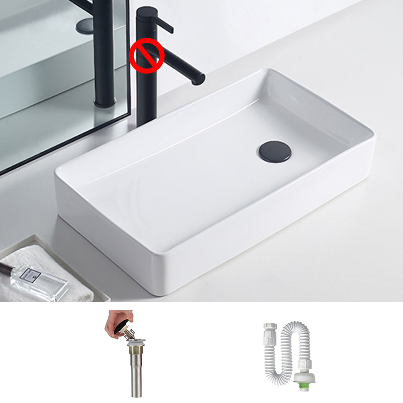 Modern Porcelain Trough Sink White Trough Sink With Basin, and Faucet