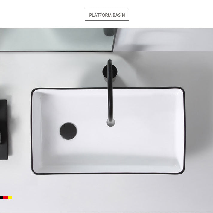 Modern Porcelain Trough Sink White Trough Sink With Basin, and Faucet