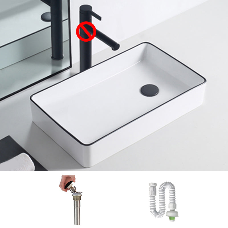 Modern Porcelain Trough Sink White Trough Sink With Basin, and Faucet
