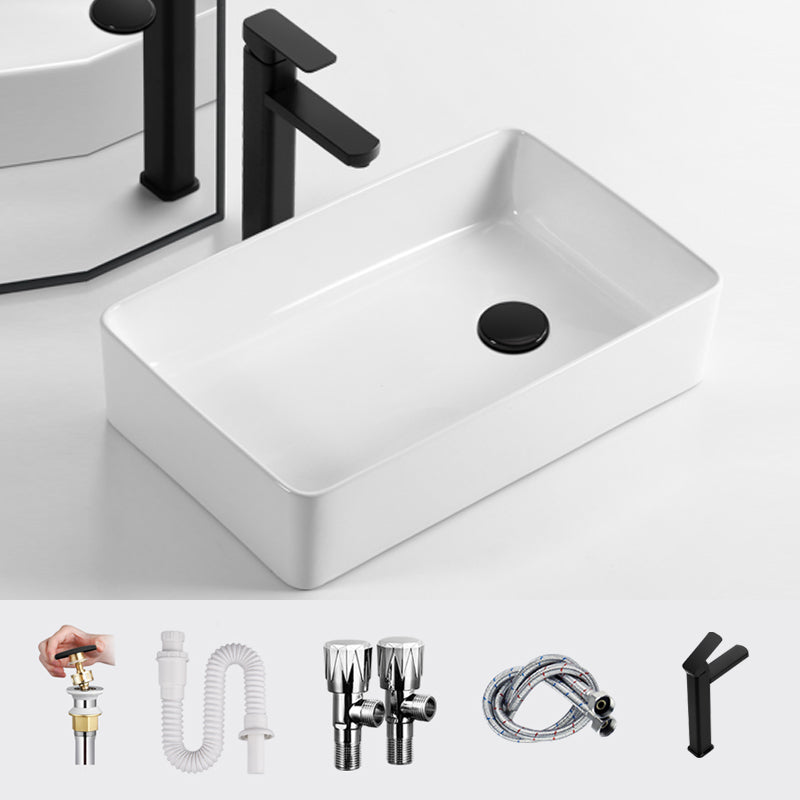 Modern Bathroom Sink Specialty Porcelain Shut-Off Valve Included Vessel Lavatory Sink