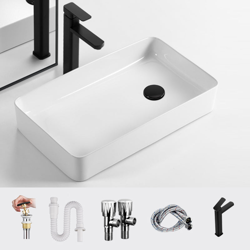 Modern Bathroom Sink Specialty Porcelain Shut-Off Valve Included Vessel Lavatory Sink