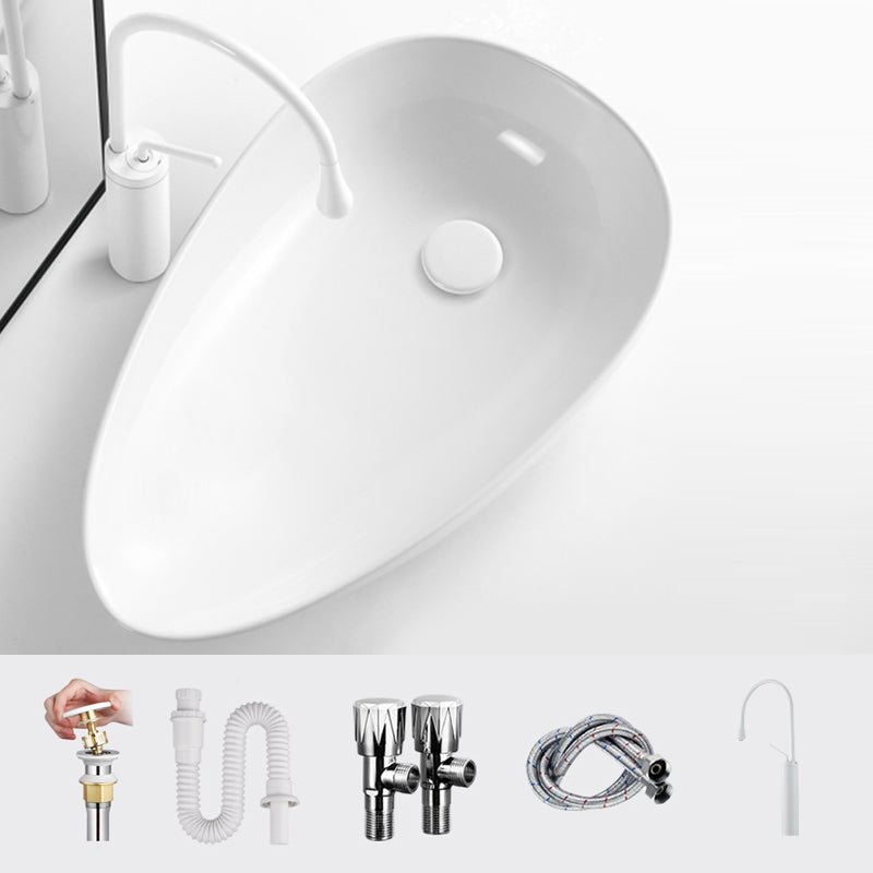 Modern Bathroom Sink Specialty Porcelain Shut-Off Valve Included Vessel Lavatory Sink