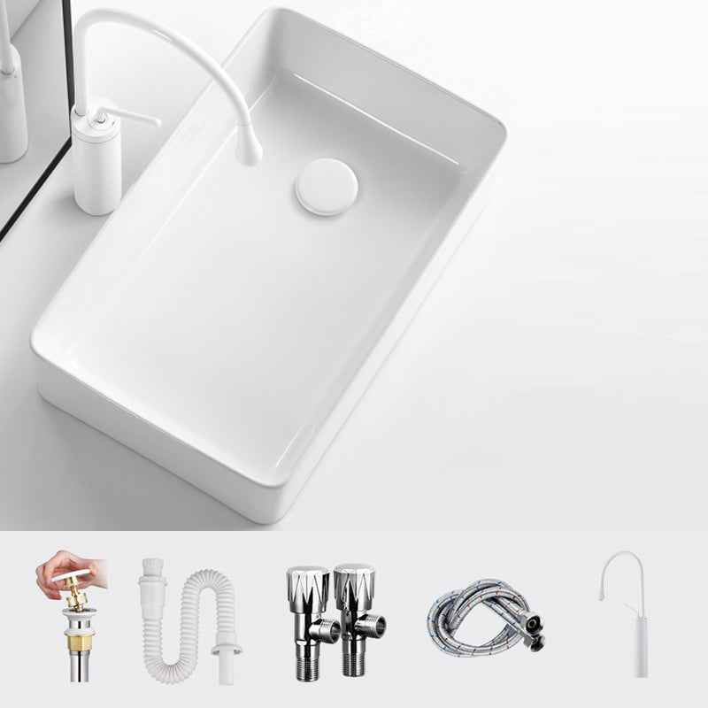 Modern Bathroom Sink Specialty Porcelain Shut-Off Valve Included Vessel Lavatory Sink