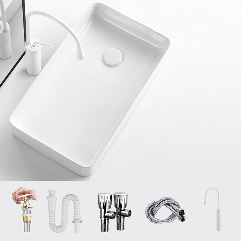 Modern Bathroom Sink Specialty Porcelain Shut-Off Valve Included Vessel Lavatory Sink