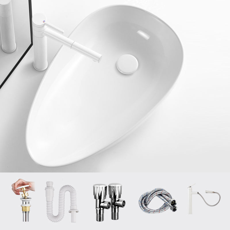 Modern Bathroom Sink Specialty Porcelain Shut-Off Valve Included Vessel Lavatory Sink