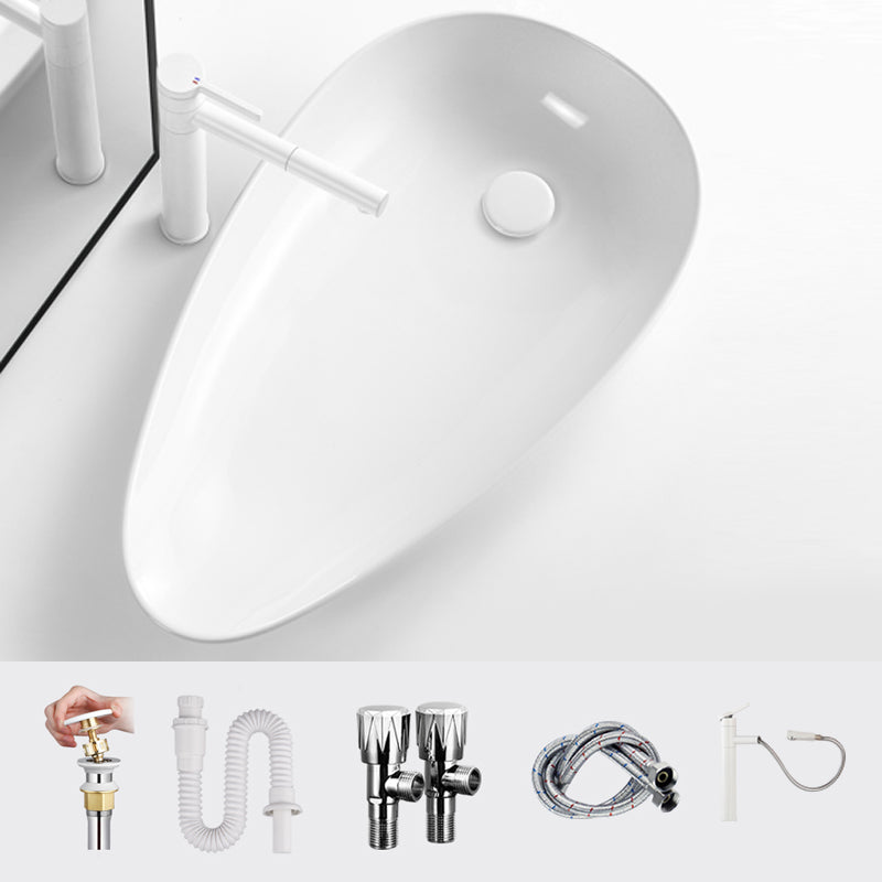 Modern Bathroom Sink Specialty Porcelain Shut-Off Valve Included Vessel Lavatory Sink