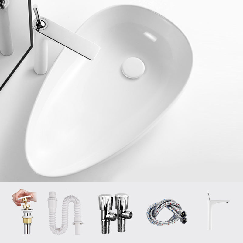 Modern Bathroom Sink Specialty Porcelain Shut-Off Valve Included Vessel Lavatory Sink