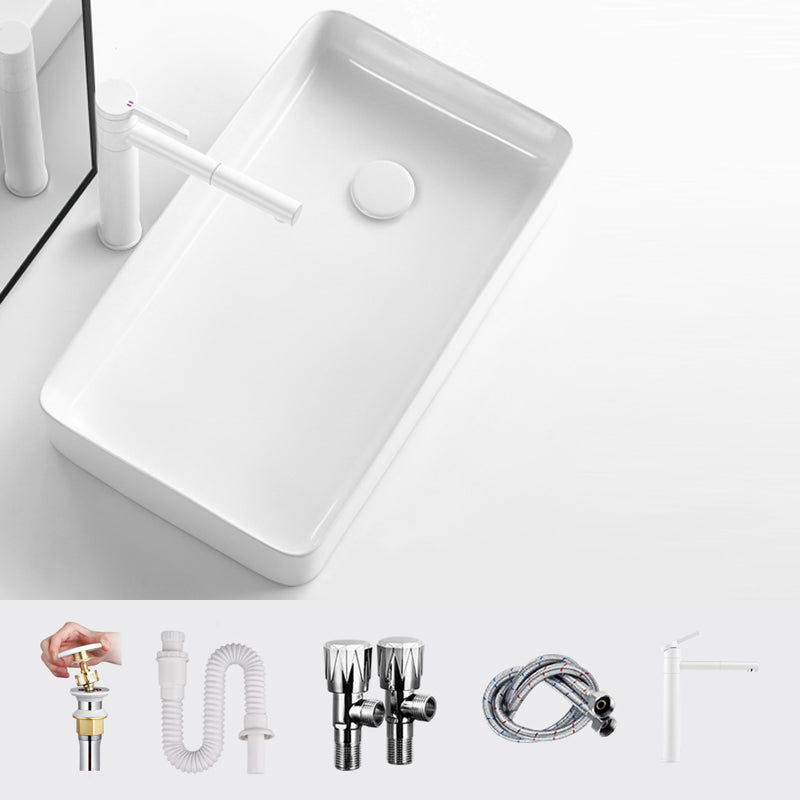 Modern Bathroom Sink Specialty Porcelain Shut-Off Valve Included Vessel Lavatory Sink
