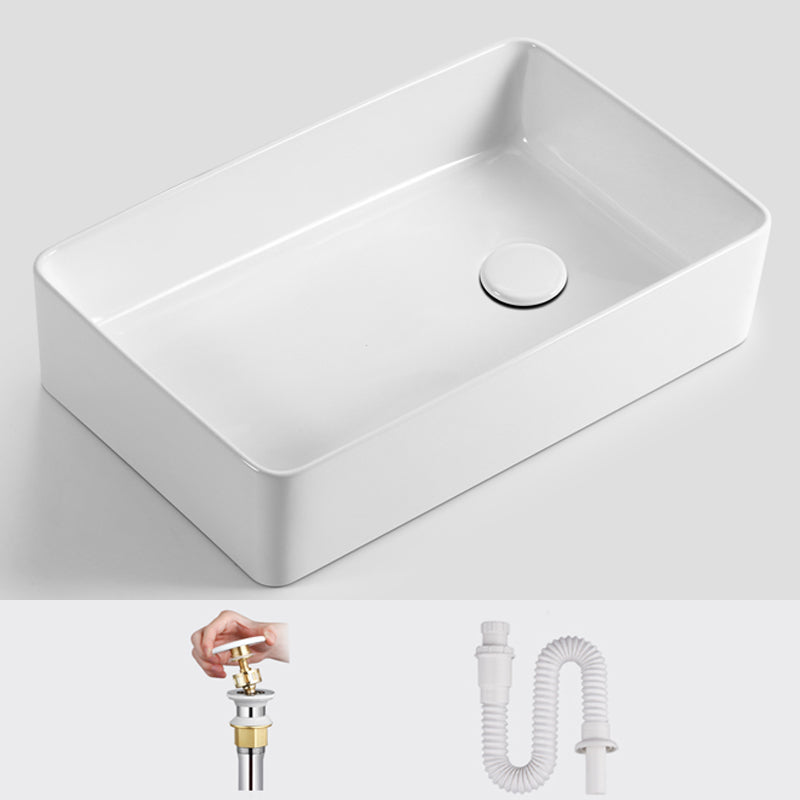 Modern Bathroom Sink Specialty Porcelain Shut-Off Valve Included Vessel Lavatory Sink