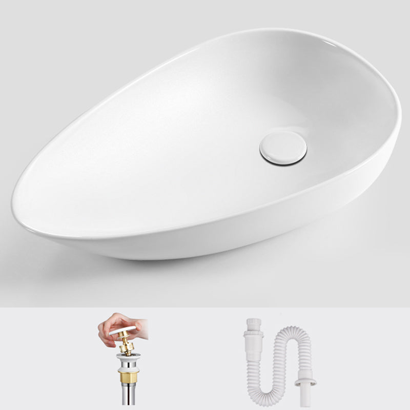 Modern Bathroom Sink Specialty Porcelain Shut-Off Valve Included Vessel Lavatory Sink