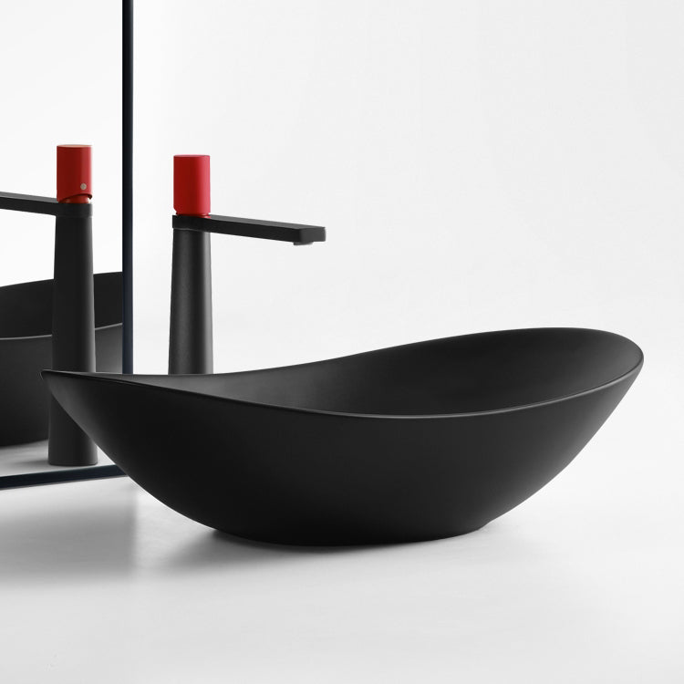 Modern Vessel Bathroom Sink Oval Porcelain with Pop-Up Drain Vessel Lavatory Sink