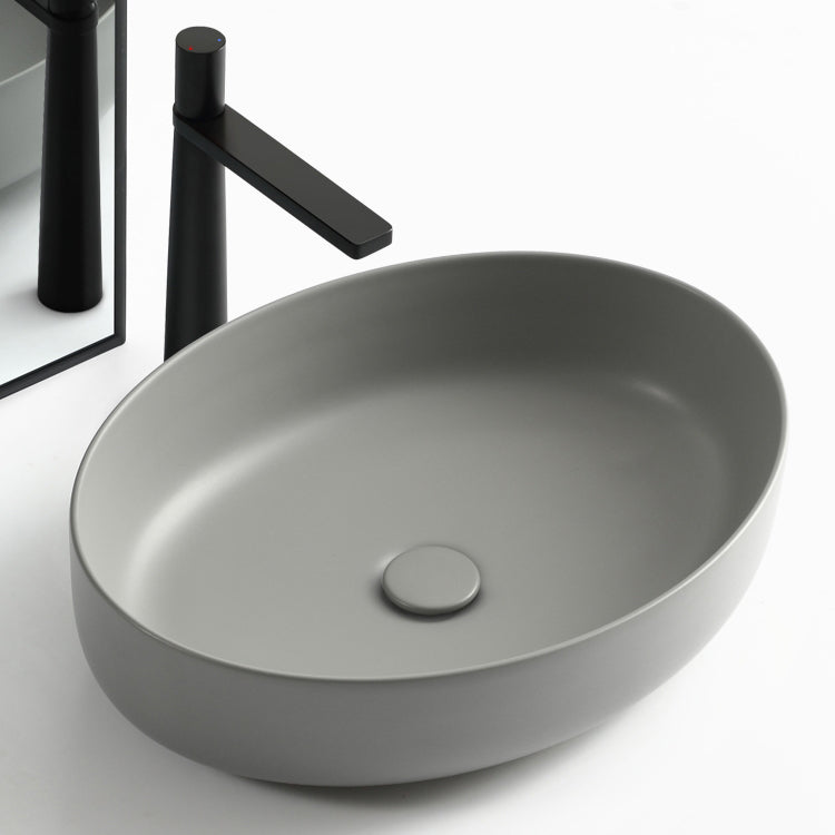 Modern Vessel Bathroom Sink Porcelain Specialty Shut-Off Valve Included Basin Sink