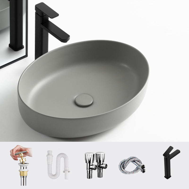 Modern Vessel Bathroom Sink Porcelain Specialty Shut-Off Valve Included Basin Sink