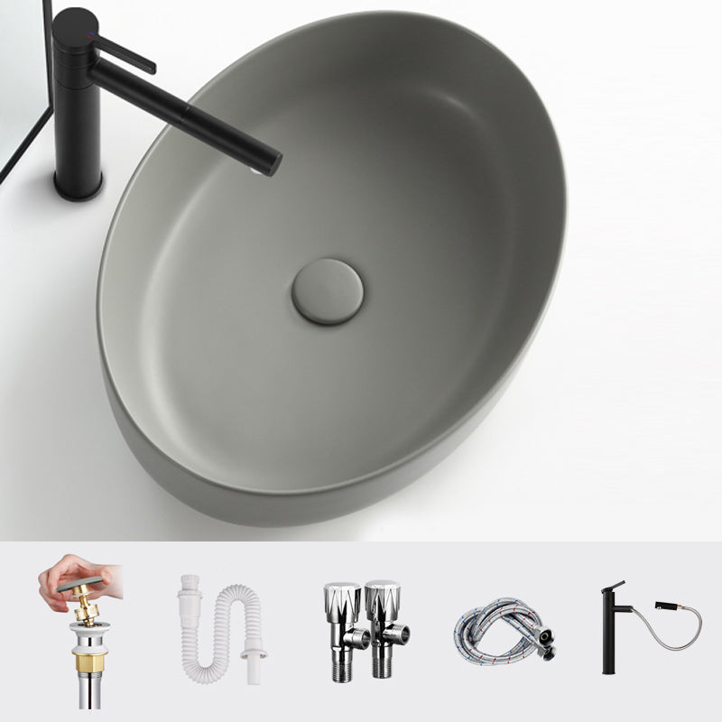 Modern Vessel Bathroom Sink Porcelain Specialty Shut-Off Valve Included Basin Sink