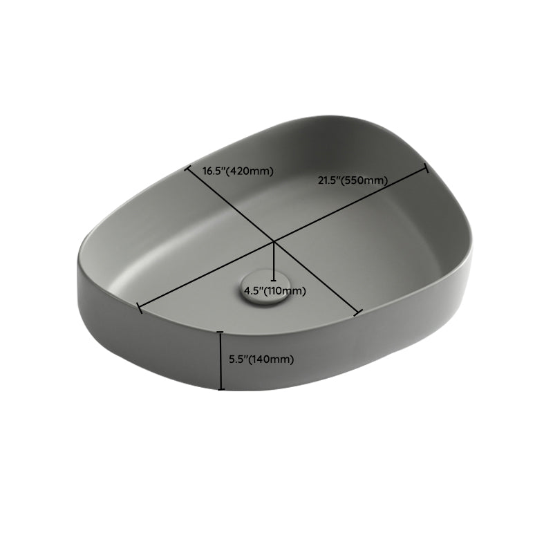 Modern Vessel Bathroom Sink Porcelain Specialty Shut-Off Valve Included Basin Sink