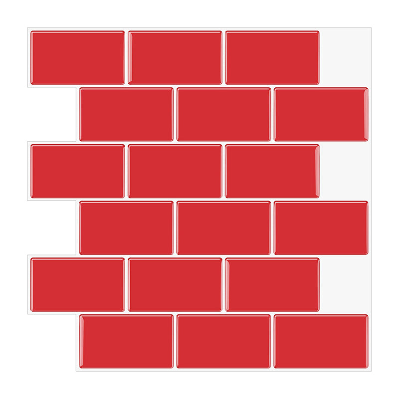 Plain Peel & Stick Tile Scratch Resistant Plastic Peel and Stick Subway Tile for Shower