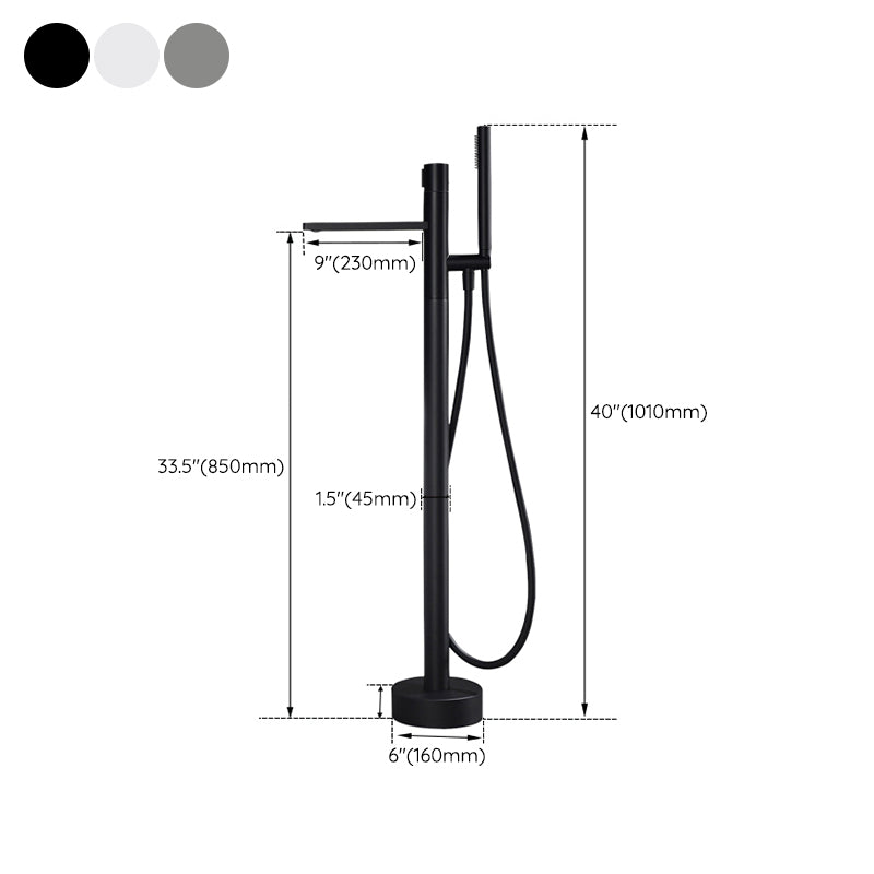 Contemporary Floor Mounted Copper Freestanding Tub Filler High Arc Tub Filler Trim