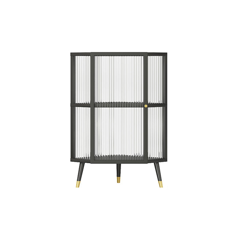 Contemporary Metal Curio Cabinet Corner Unit Hutch Cabinet for Living Room