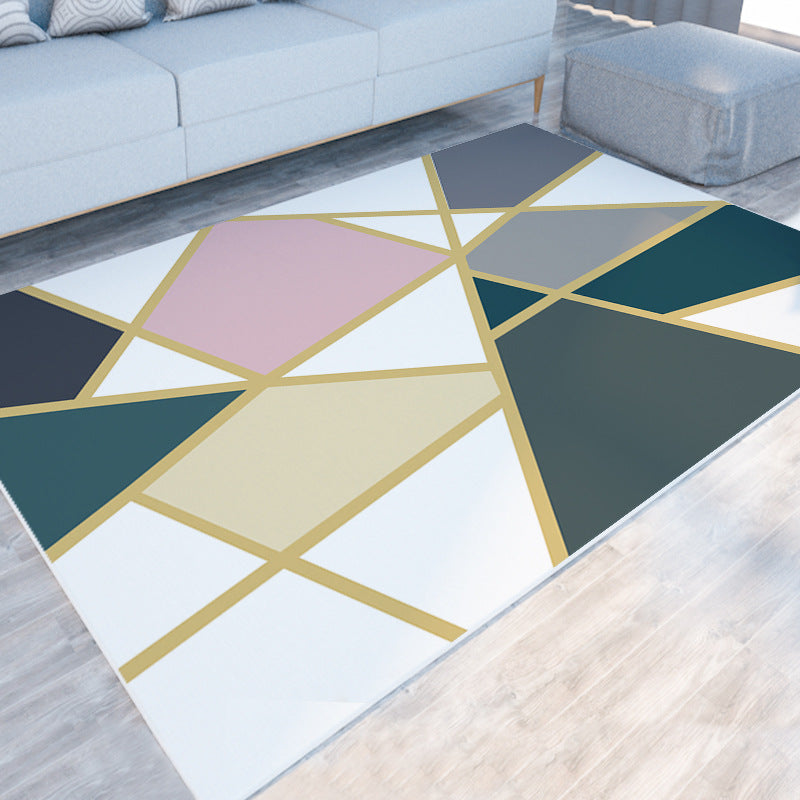 Modern Grey Area Carpet Polyester Geometric Patterns Carpet Washable Carpet for Home Decor