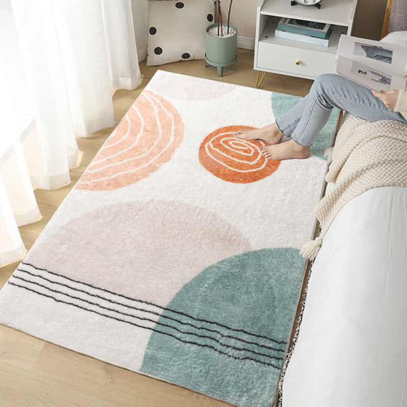 Beige Nordic Rug Polyester Color Piece Rug Stain Resistant Rug for Living Room