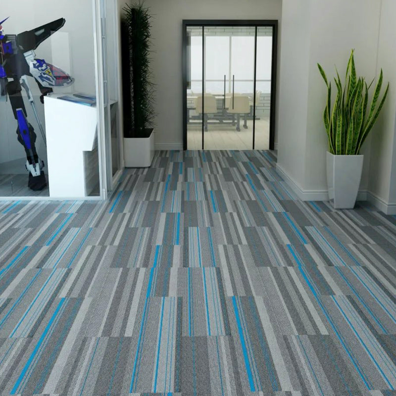 Modern Level Loop Carpet Tiles Stripe Print Interlocking Carpet Floor Tile
