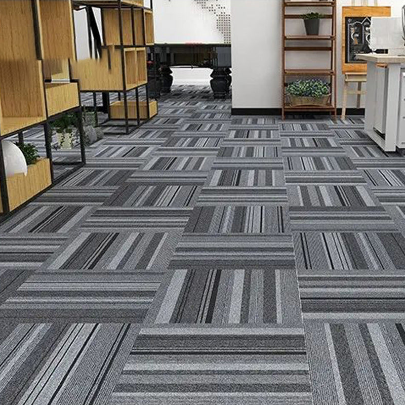 Modern Level Loop Carpet Tiles Stripe Print Interlocking Carpet Floor Tile