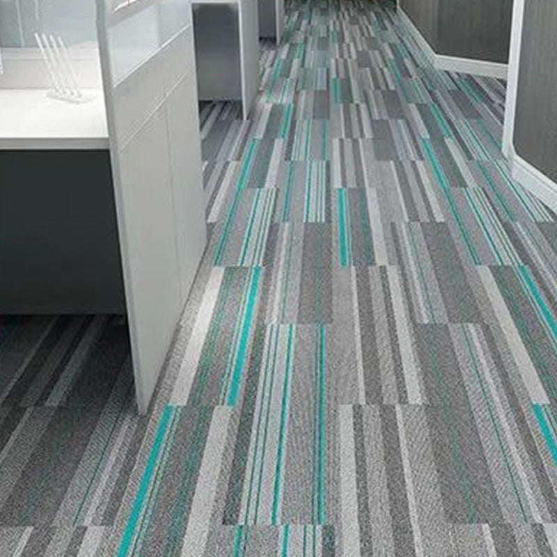 Modern Level Loop Carpet Tiles Stripe Print Interlocking Carpet Floor Tile