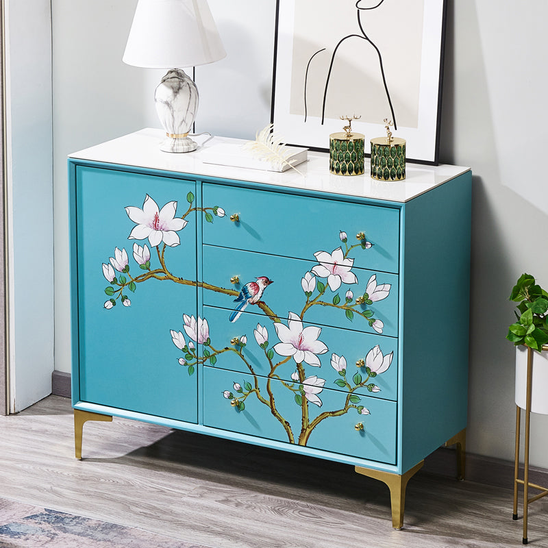 Glam Combo Dresser Horizontal Stone Storage Chest Dresser for Bedroom