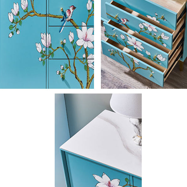 Glam Combo Dresser Horizontal Stone Storage Chest Dresser for Bedroom