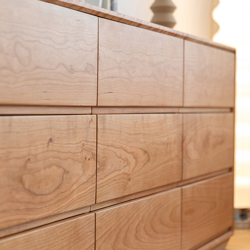 Ultra-Modern Double Dresser Solid Pine Horizontal Storage Chest Dresser for Bedroom