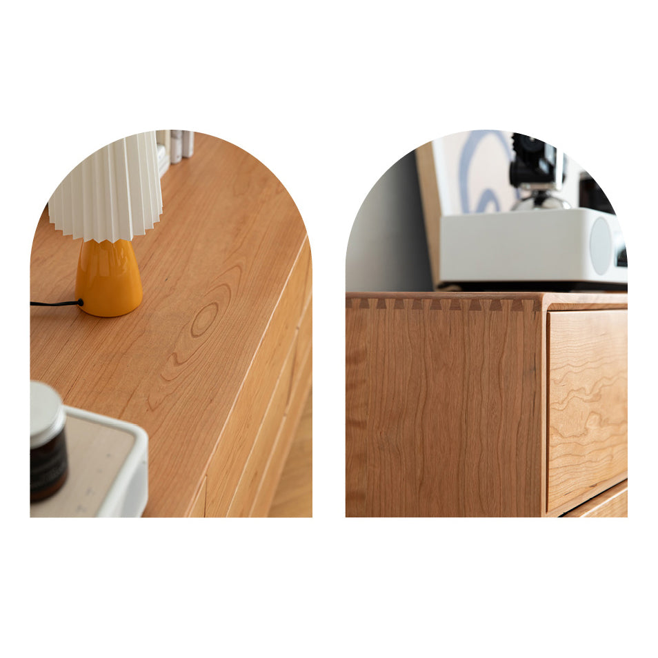 Ultra-Modern Double Dresser Solid Pine Horizontal Storage Chest Dresser for Bedroom