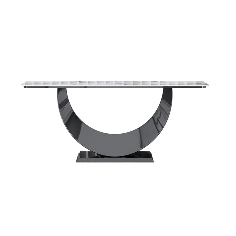 Stone Rectangle Console Table 1-shelf 31.5" Tall Accent Table