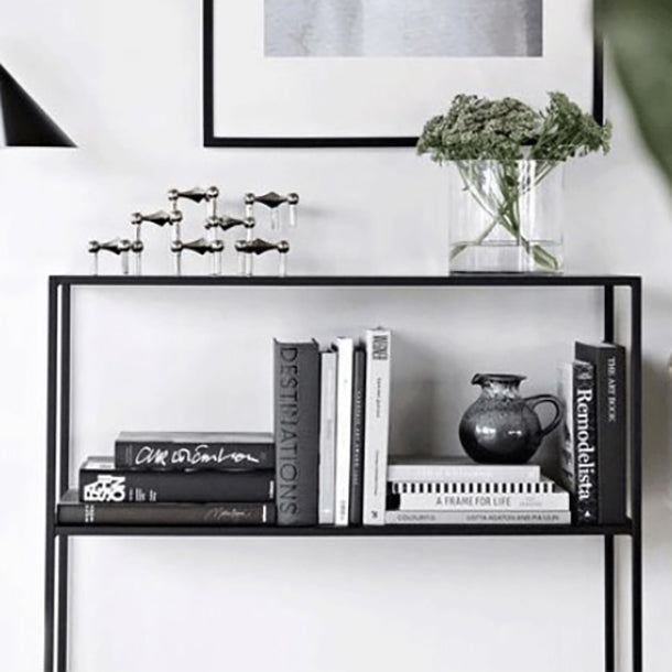 Modern 9.84" W Console Table Iron Frame Base Accent Table with Shelves