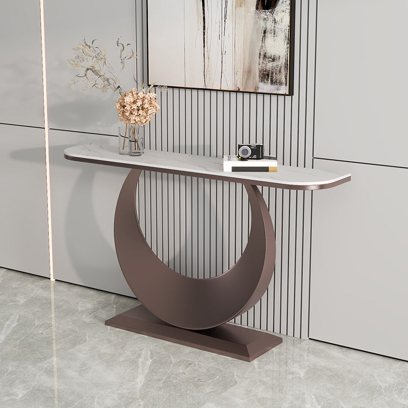 Contemporary Console Table Antique Finish Half Moon Console Sofa Table