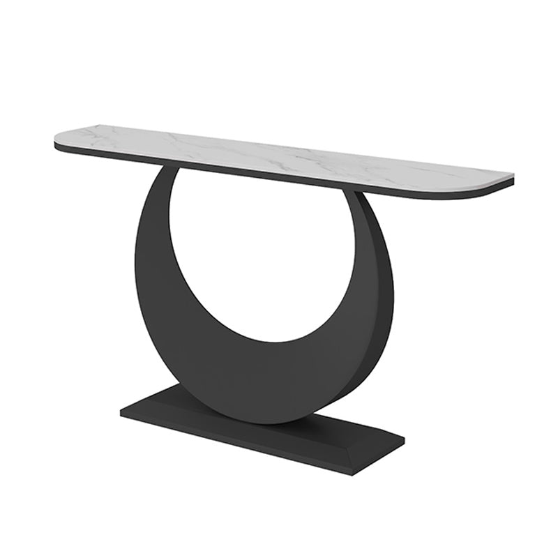 Contemporary Console Table Antique Finish Half Moon Console Sofa Table
