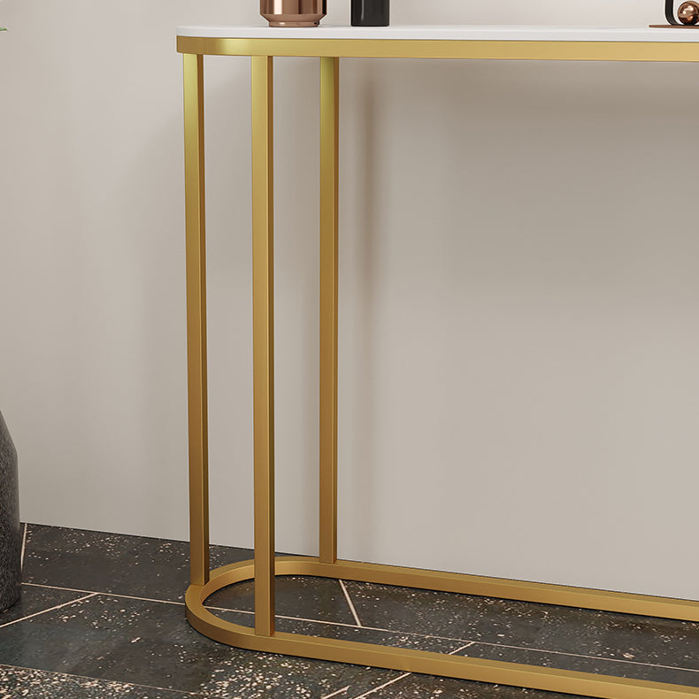 Glam Stone Console Table Golden Iron Console Sofa Table for Hall