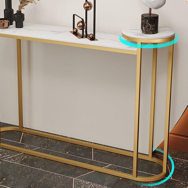 Glam Stone Console Table Golden Iron Console Sofa Table for Hall