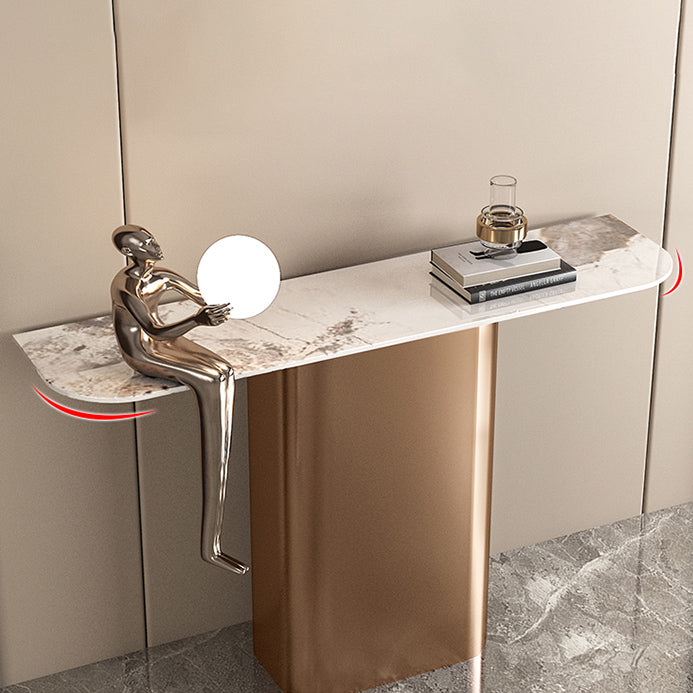 Contemporary Console Accent Table Antique Finish Half Moon Console Table