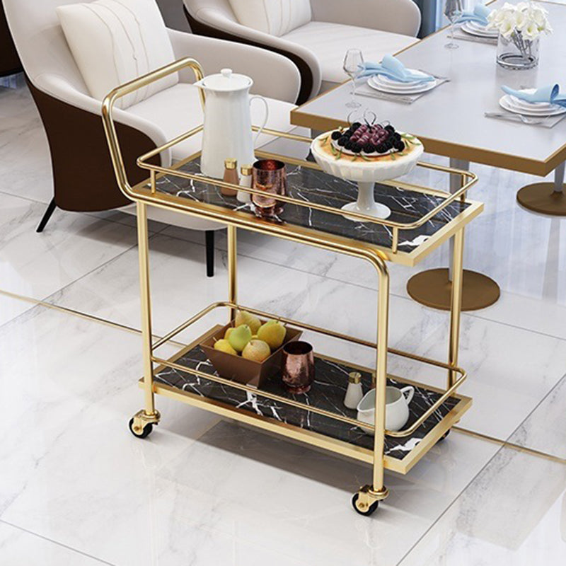 Modern Home Dining Prep Table Rolling Metal Open Storage Prep Table