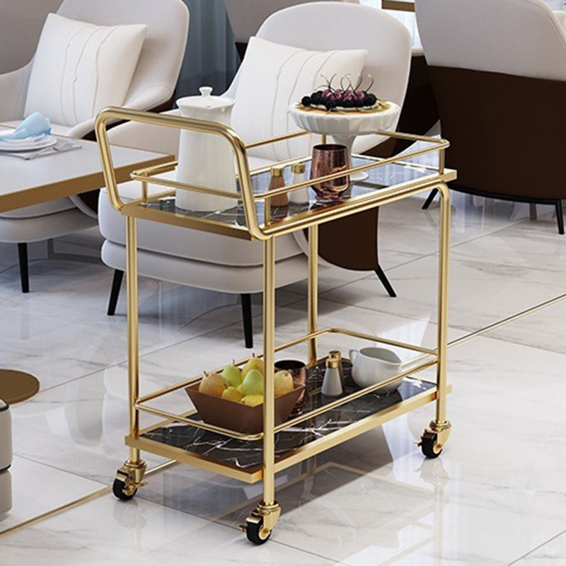 Modern Home Dining Prep Table Rolling Metal Open Storage Prep Table