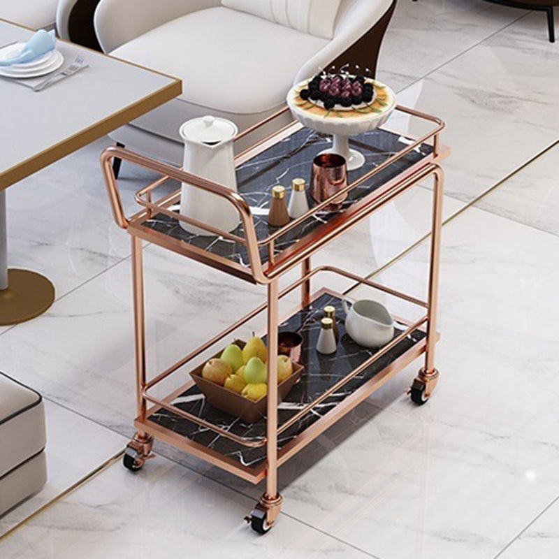 Modern Home Dining Prep Table Rolling Metal Open Storage Prep Table