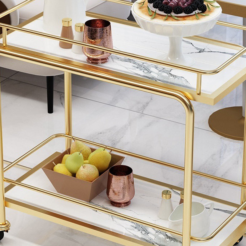 Modern Home Dining Prep Table Rolling Metal Open Storage Prep Table