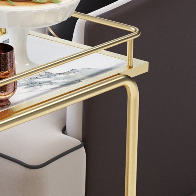 Modern Home Dining Prep Table Rolling Metal Open Storage Prep Table