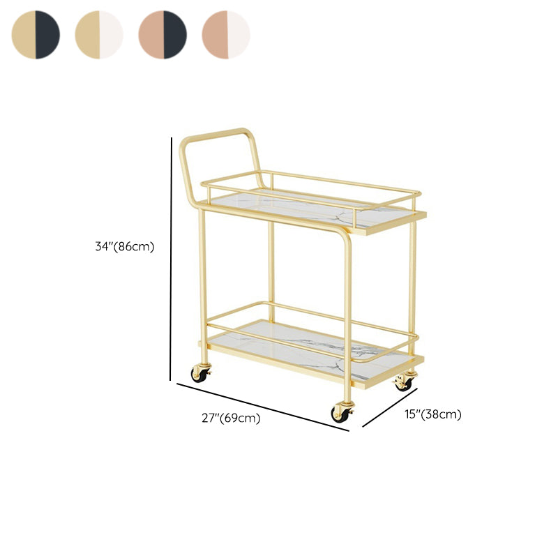 Modern Home Dining Prep Table Rolling Metal Open Storage Prep Table
