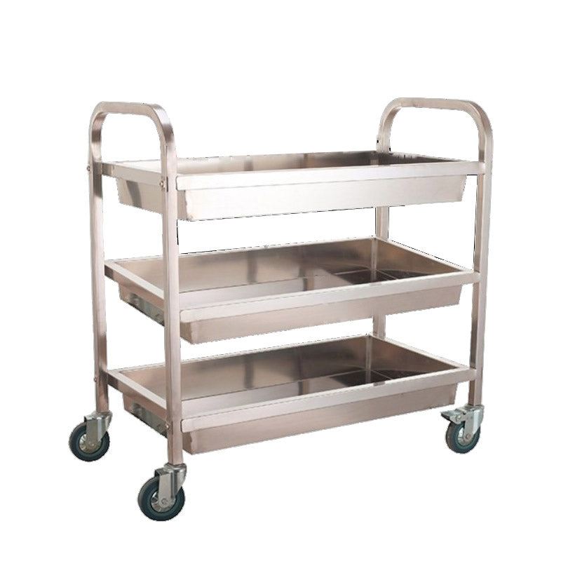 Modern Kitchen Trolley Metal Open Storage Kitchen Trolley in Silver