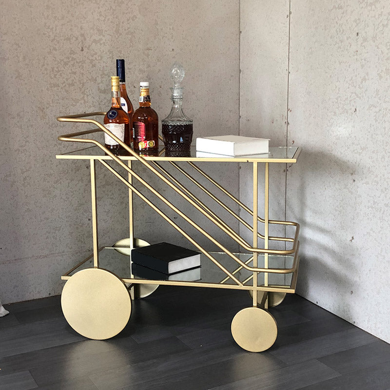 Modern Rectangular Glass Prep Table Home Dining Prep Table with Wheels