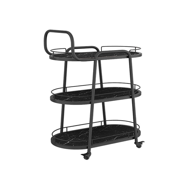 Modern Kitchen Trolley Open Storage Home Dining Rolling Prep Table