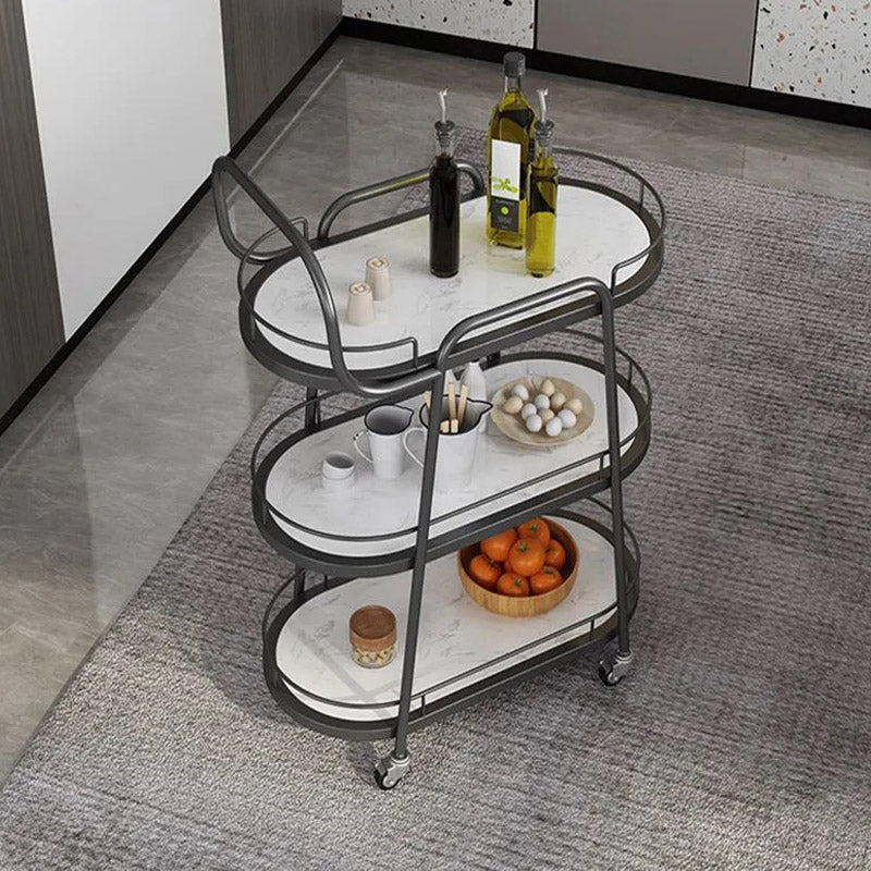 Modern Kitchen Trolley Open Storage Home Dining Rolling Prep Table