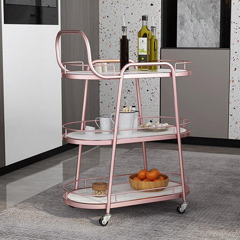 Modern Kitchen Trolley Open Storage Home Dining Rolling Prep Table